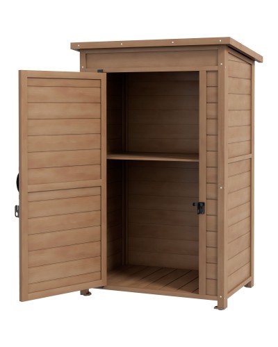 Wooden Garden Storage Cabinet with Adjustable Shelf and Latch, 75x56x117cm, Brown