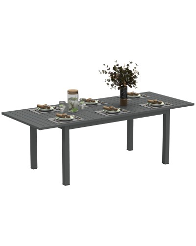 Extendable Garden Table 160-220 cm for 6-8 People Rectangular Aluminum, Grey