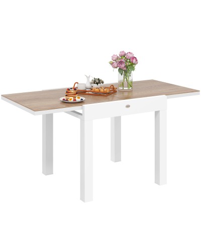  Tavolo da Pranzo da Giardino Allungabile 80-160 cm per 4-6 Posti, Bianco