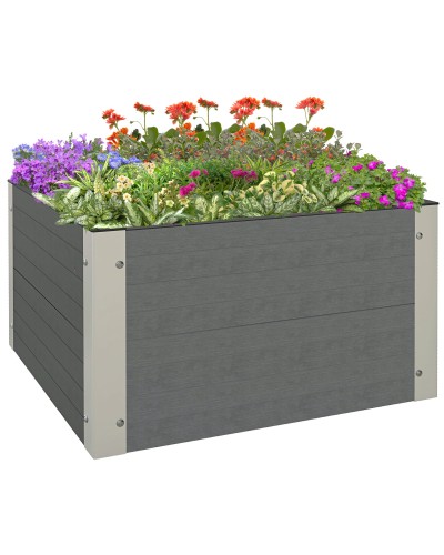  Letto per Orto Rialzato con Fondo Aperto e Profili in Alluminio 60x60x30cm, Grigio Scuro