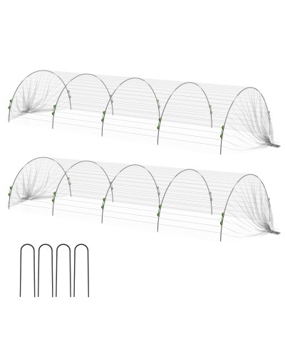 Mesh Plant Cover with Flexible Hoops and Fixing Clips, White