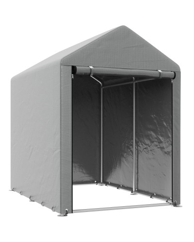  Capanno Attrezzi Tenda Garage con Copertura Anti UV e Telaio in Metallo, 120x179x165cm, Grigio Chiaro