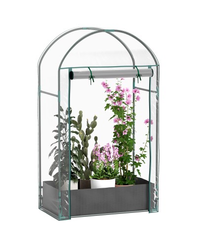 Wall Greenhouse with Planting Bag and Roll-Up Door, Steel and Plastic, 89x50x152 cm, Transparent