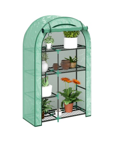  Serra a Parete a 4 Livelli con Porta a Cerniera, in Acciaio e PE, 100x45x160 cm, Verde