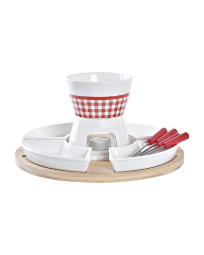 DKD Home Decor Fondue Rot - 10-teiliges Set, 26,5cm - Küche und Party
