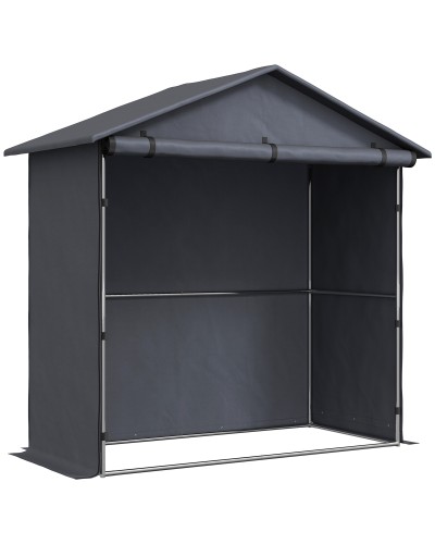  Capanno da Giardino 1.1x2 m con Porta Avvolgibile, Tenda Garage per Bici e Moto, Grigio Scuro