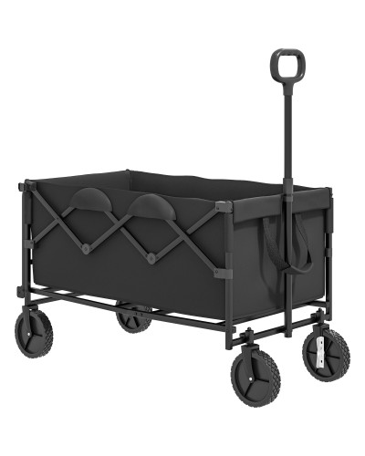  Carrello da Giardino 160L Pieghevole con Manico Regolabile, Capacità 100 kg, 95x55x102 cm, Nero