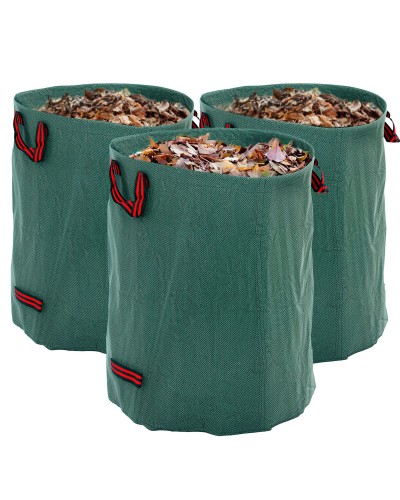 3-Pack 300L Garden Waste Bags with Handles, Collapsible & Reusable, Ø67x84 cm, Green