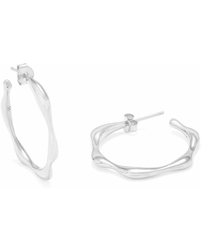 Women's Secrecy Earrings Sterling Silver 925 Rhodium Plated - 3.5 cm - Elegant & Luminous
