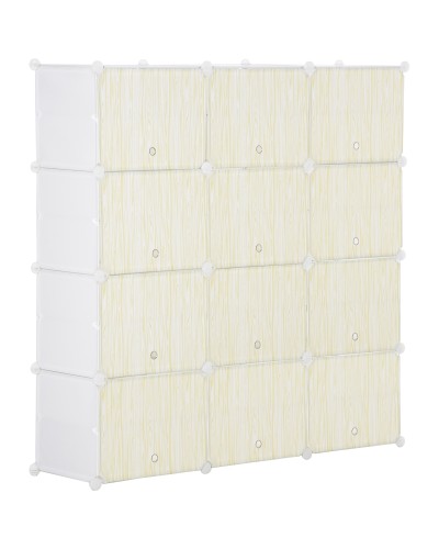  Mobile Scarpiera Modulare Salvaspazio, 12 Cubi in Plastica PP e Acciaio, 125x32x125 cm