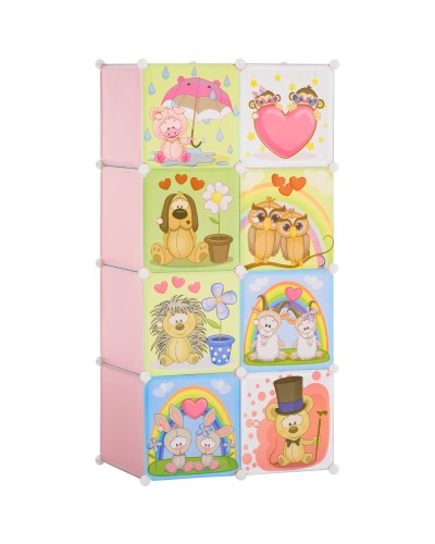  Mobile Scarpiera Modulare Salvaspazio, 6 Cubi 35x45x35 cm in Acciaio e PP, 74x47x144 cm, Rosa