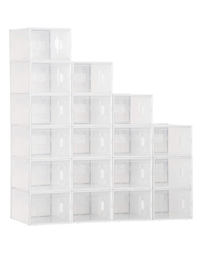  Mobile Scarpiera Rettangolare in Plastica PP, 18 Box 25x35x19 cm per Scarpe max 43 EU, Vestiti e Libri