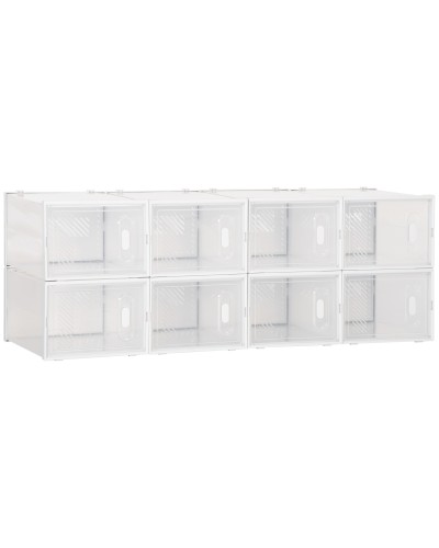  Mobile Scarpiera Modulare Salvaspazio, 8 Cubi 28x36x21 cm in Plastica PP, Bianco