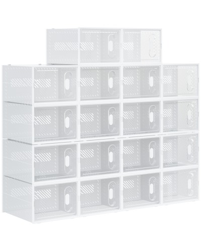  Mobile Scarpiera Modulare Salvaspazio, 18 Cubi 28x36x21 cm in Plastica PP, Bianco