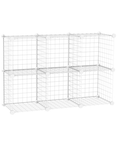  Mobile Scarpiera Modulare Salvaspazio, 6 Cubi 30x30x30 cm in Acciaio e PP, 94x32x94 cm, Bianco