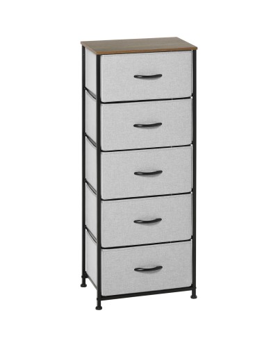  Cassettiera 8 Cassetti in Tessuto Rimovibili, in Legno e Acciaio Stile Industriale, 45x30x116cm