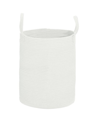  Cesto Portabiancheria da 36L Portatile e Pieghevole con Manici in Cotone Naturale, Ø38x45 cm, Crema