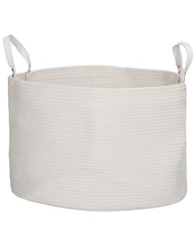  Cesto Portabiancheria da 88L Portatile e Pieghevole con Manici in Cotone Naturale, Ø56x35.5 cm, Crema