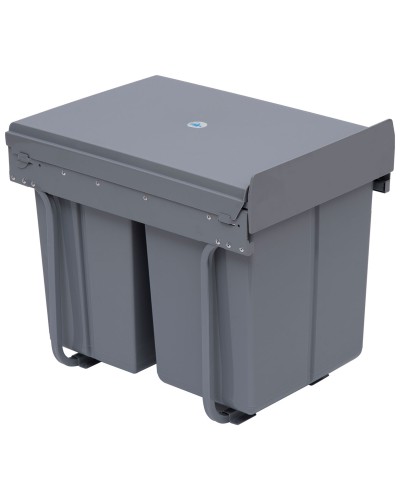  Pattumiera Estraibile con 3 Contenitori per Raccolta Differenziata, Capacità Totale 40L, 48x34.2x41.8cm Grigio