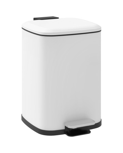  Bidone Immondizia da 12L a Pedale con Chiusura Silenziosa, in Metallo e PP, 24.5x32x34.5 cm, Bianco