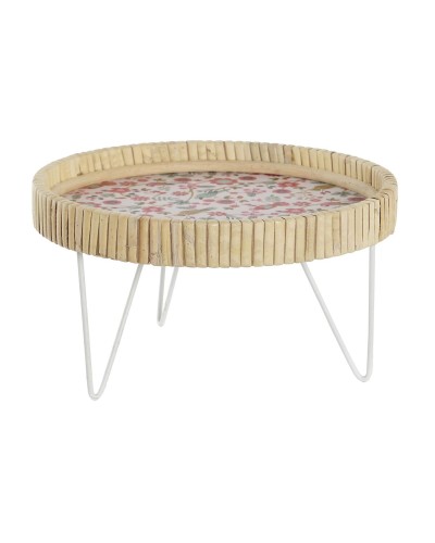 Välipalatarjotin DKD Home Decor 26 x 26 x 14,5 cm Luonnollinen Metalli Puu MDF Shabby Chic