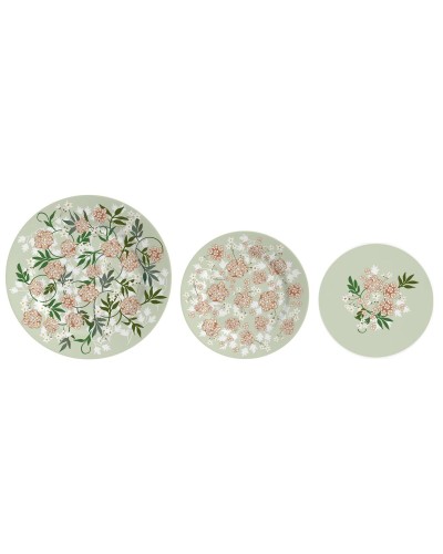 Platt skål DKD Home Decor Porslin Traditionell 27 x 27 x 3 cm 18 Delar