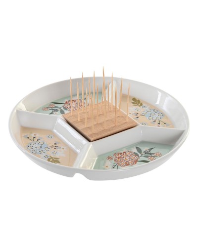 Snackdienblad DKD Home Decor 23,5 x 23,5 x 3 cm Groen Keramiek