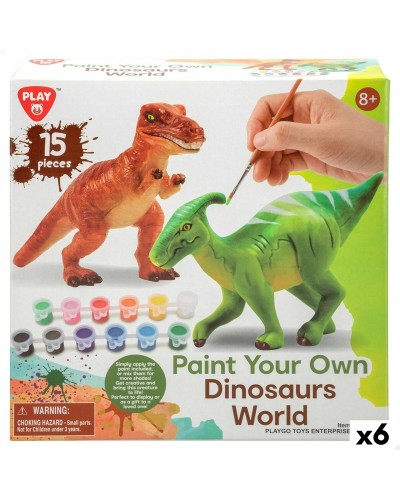PlayGo Set 2 Dinosauri da Dipingere - 15 Pezzi, 14.5cm - Kit Creativo
