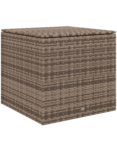 PE Rattan and Steel Outdoor Storage Box with Inner Lining, 75x75x70 cm, Black and Sand