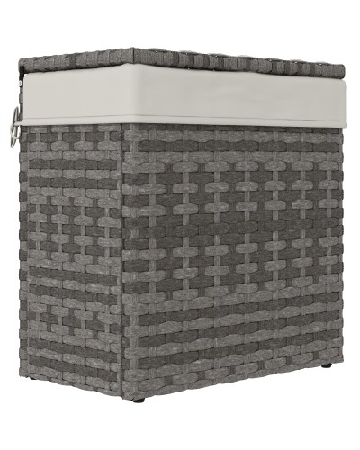  Cesta Contenitore da Giardino e Casa in Rattan con Tessuto Interno, 57x34x62cm, Grigio