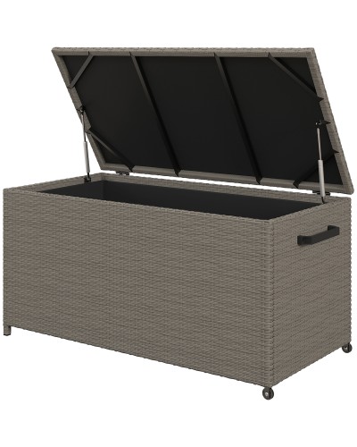  Baule da Esterno da 184L in Rattan PE con Ruote e Rivestimento Interno Impermeabile, 102x52x52 cm, Grigio