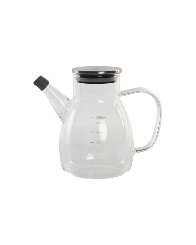 Flesje DKD Home Decor 17 x 10 x 15,5 cm Zilverkleurig Roestvrij staal 550 ml Borosilicaatglas