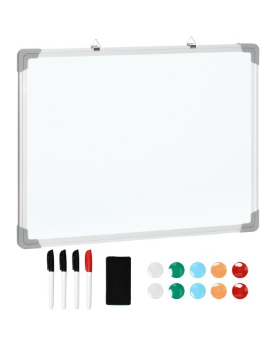  Lavagna Magnetica da Parete con Gomma, Pennarelli e Magneti, in Alluminio, 60x1.8x45 cm, Bianco