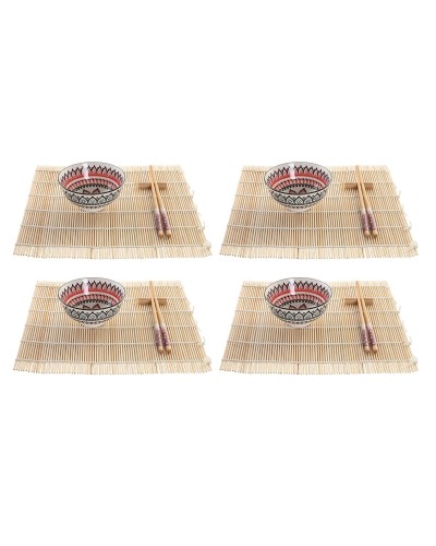 Sushiset DKD Home Decor 14,5 x 14,5 x 31 cm Multicolour Mandala Stengods Orientalisk (16 Delar)