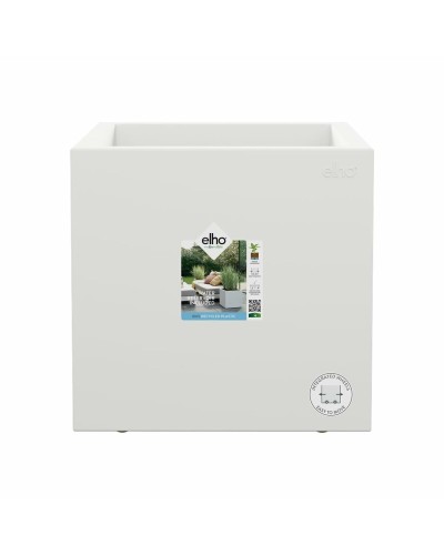 Elho Maceta Cuadrada Blanca para Plantas - Moderna, Plástico, Ø 39 cm
