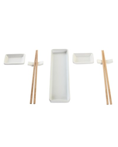 Sushi Set DKD Home Decor | White Oriental Natural Stoneware | 24 x 7 x 2 cm
