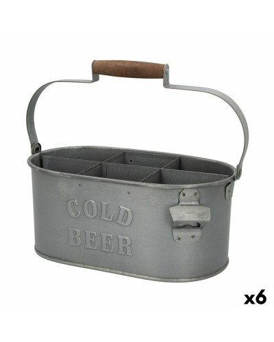 Cesta Decorativa Aktive, Acciaio Galvanizzato, 35,5 x 16 x 19,5 cm, Portabottiglie (6 Unità)