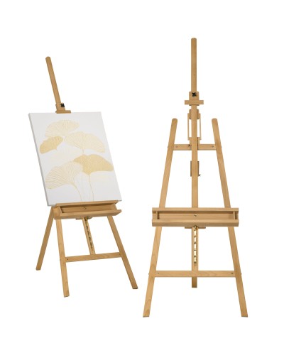  Cavalletto per Pittura Pieghevole in Faggio con Altezza e Angolazione Regolabile, 65x110x180-235 cm