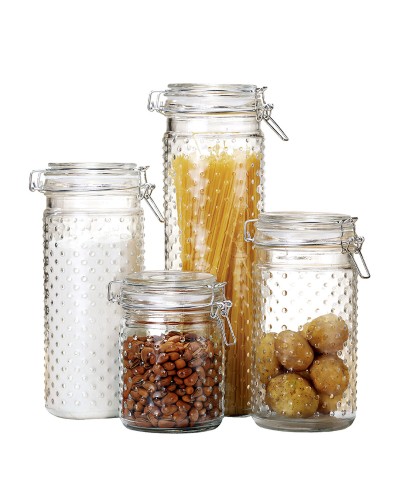 Bocaux transparents DKD Home Decor | Set de 4 | Acier inoxydable | 10 x 10 x 33 cm
