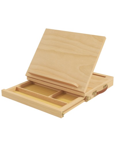 Folding Beech Wood Painting Easel with Adjustable Angle and Drawer, 33.5x26x26 cm
