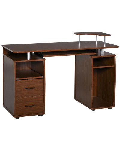  Scrivania per Computer Moderna Porta PC in Legno con Cassetti, Scrivania Salvaspazio Con Libreria, Mensola Estraibile e Porta T