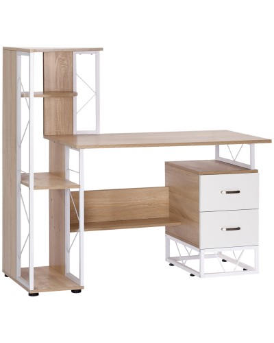  Scrivania PC di Design Moderno con Scaffale 133 x 55 x 123cm