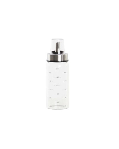 Aceitera DKD Home Decor de 200 ml en Vidrio Borosilicato con Dosificador de Acero Inoxidable, 6 x 6 x 16,5 cm
