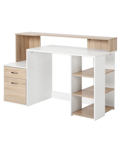 Modern Computer Desk with MDF Wood Shelves 137 x 55 x 92cm