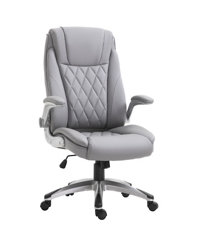  Sedia da Ufficio Ergonomica con Imbottitura, Altezza Regolabile e 5 Ruote, 70x71x113-121 cm, Grigio