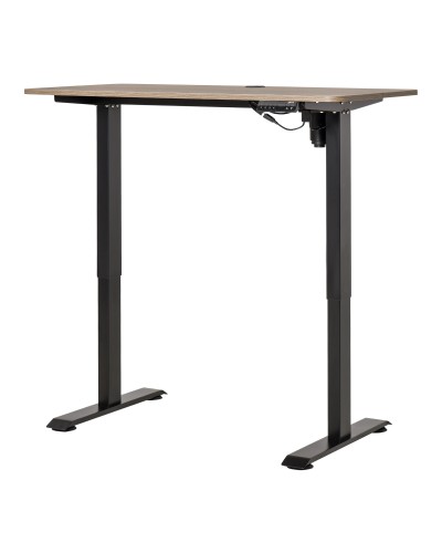  Scrivania Sollevabile a 4 Altezze con Design Anticollisione, Scrivania Porta PC con Regolazione Elettrica, Metallo Nero Legno T