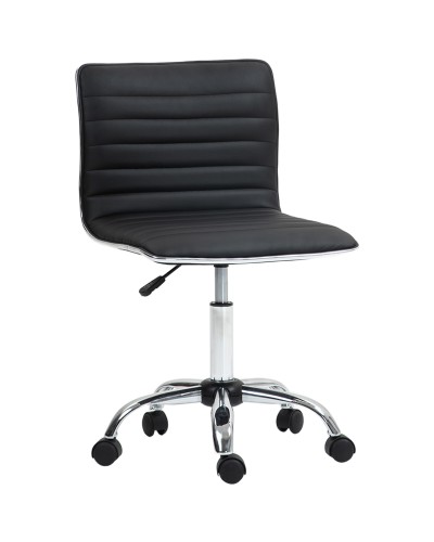  Sedia da Ufficio Ergonomica in Pelle PU con Altezza Regolabile, Seduta Girevole e Ruote, Nero