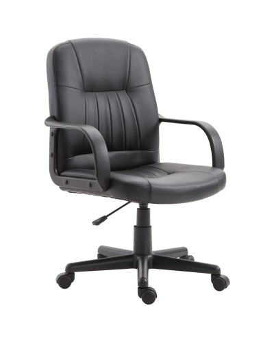  Sedia da Ufficio Ergonomica e Girevole, Poltrona da Ufficio con Altezza Regolabile in Similpelle 60×60×90-99cm Nero