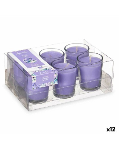Duftkerzen Lavendel, 12er-Set im Glas, 16x6,5x11 cm, Entspannend und Duftend
