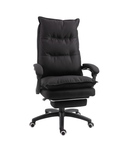  Sedia da Ufficio ad Altezza Regolabile con 6 Punti Massaggianti, in Tessuto Effetto Lino, 70x62x120-130 cm, Nero